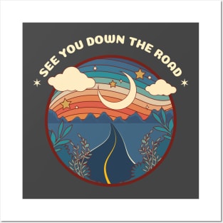 See You Down The Road Van Life Moon Posters and Art